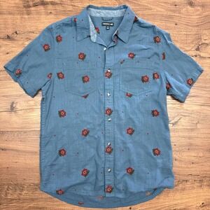 TOAD&CO Mens Medium Salton Short Sleeve Button Up Shirt Blue Floral Outdoors